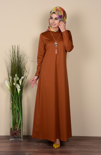 فستان بتصميم سادة مع سلسال  1109-05