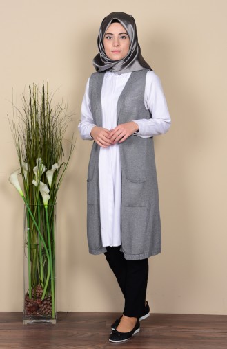 Gilet Tricot Détail Poches 3932-12 Gris 3932-12