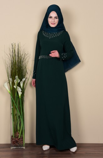 Smaragdgrün Hijab Kleider 2069-03
