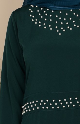 İnci Detaylı Elbise 2069-03 Zümrüt Yeşil