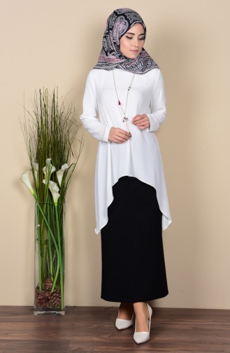 Asymmetrische Bluse 5282-03 Weiß 5282-03