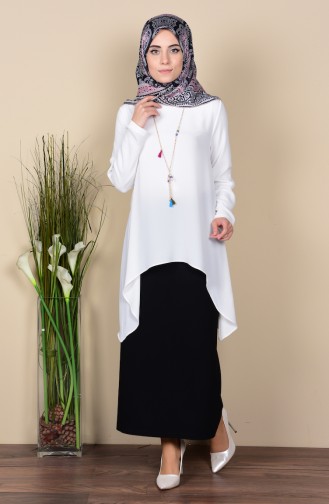 Asymmetrische Bluse 5282-03 Weiß 5282-03