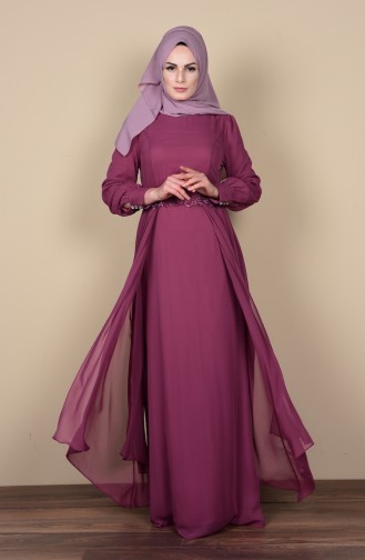 Dusty Rose Hijab Evening Dress 52559-06