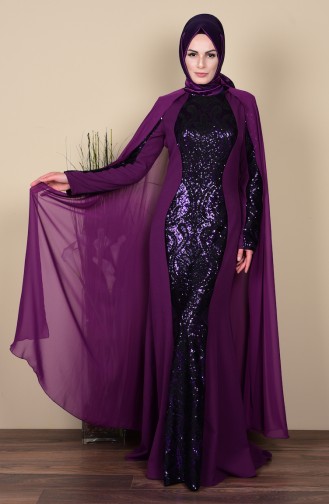 Purple Hijab Dress 52572-02