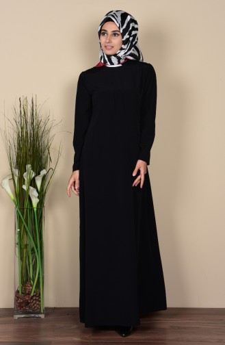 Pile Detaylı Elbise 1103-01 Siyah