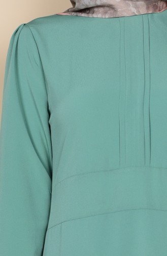 Pile Detaylı Elbise 1103-04 Çağla Yeşili