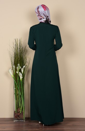 Pile Detaylı Elbise 1103-05 Zümrüt Yeşil