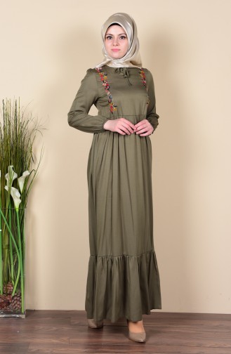 Khaki Hijab Dress 1612-04