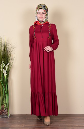 Claret Red Hijab Dress 1612-06