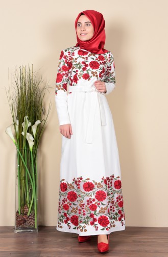 Ecru Hijab Dress 1615-02
