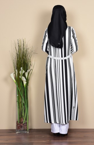Cape a Rayure et Ceinture 35619-03 Noir 35619-03