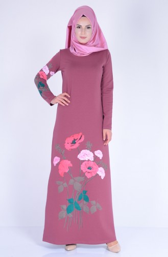 Bedrucktes Kleid aus Zwei Garne Stoff 2780-10 Rosa 2780-10