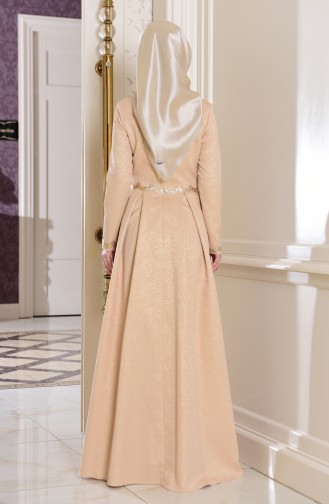 Gold Hijab Evening Dress 7151-01