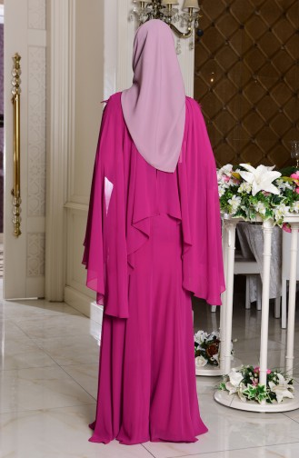 Dark Fuchsia Hijab Evening Dress 7221-03