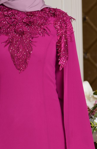 Dark Fuchsia Hijab Evening Dress 7221-03