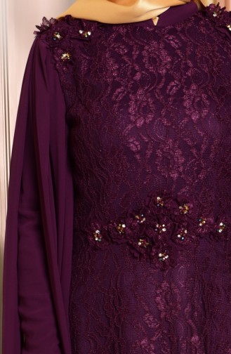 Purple Hijab Evening Dress 7113-03