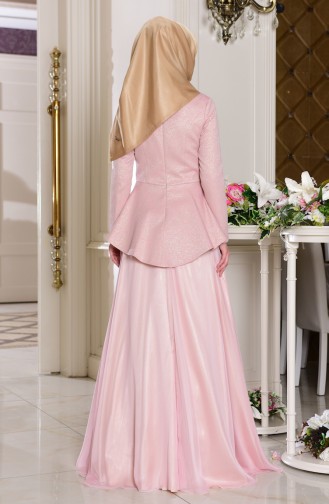 Pink Hijab Evening Dress 7155-02