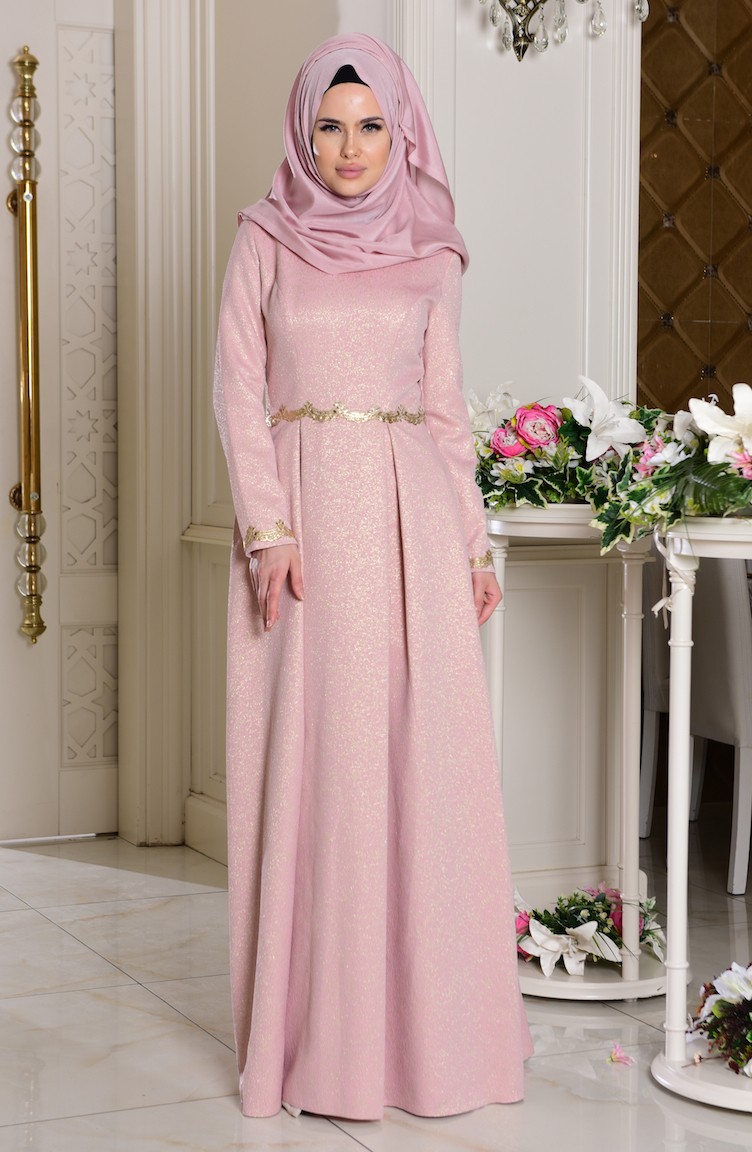Pink Hijab Evening Dress 715103 Sefamerve