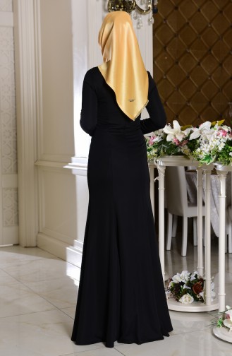 Black Hijab Evening Dress 7621-03