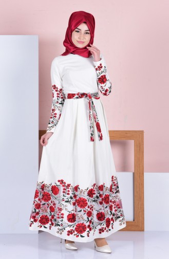 Ecru Hijab Dress 81423-01
