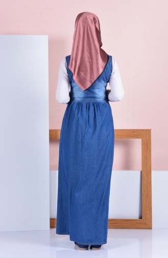 فستان جينز بدون اكمام 9192-01 لون ازرق داكن 9192-01