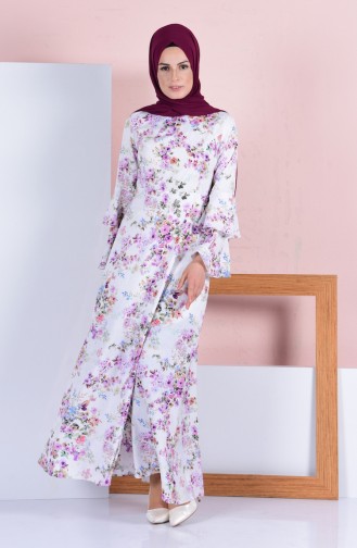 Cream Hijab Dress 4045-38