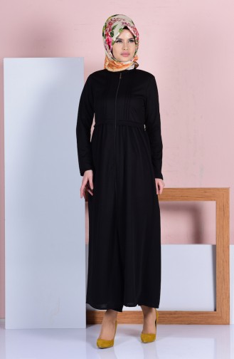 Geraftes Abaya mit Reißverschluss 1901-03 Schwarz 1901-03