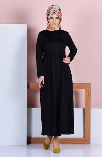 Geraftes Abaya mit Reißverschluss 1901-03 Schwarz 1901-03