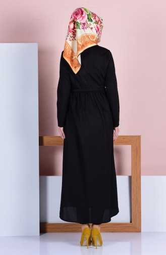 Geraftes Abaya mit Reißverschluss 1901-03 Schwarz 1901-03