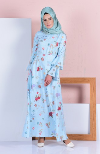 Turquoise Hijab Dress 4045-34