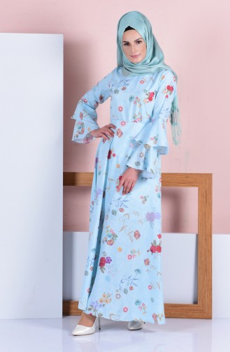 Turquoise Hijab Dress 4045-34