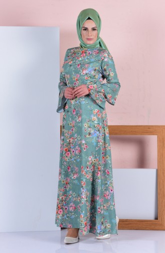 Green Hijab Dress 4045-37
