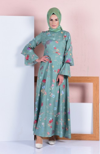 Grün Hijab Kleider 4045-35