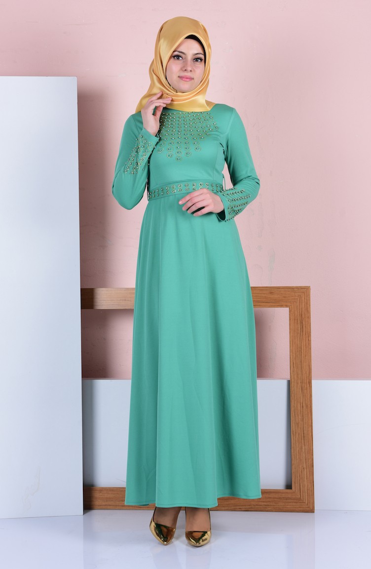 Mint Green Hijab Dress 305903 Sefamerve