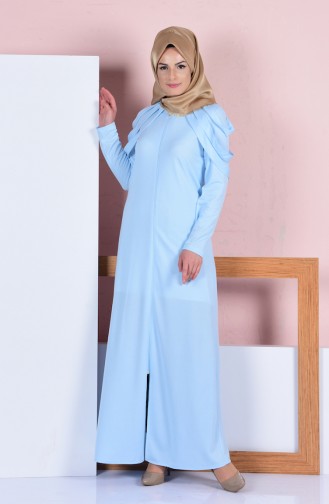 Abaya épaule Détaillée 3088-03 Bleu Glacé 3088-03