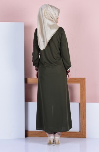 Abaya Bordé 1899-01 Vert Khaki 1899-01