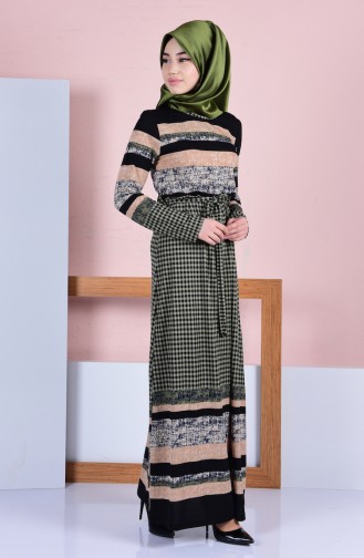 Khaki Hijab Dress 4574-04