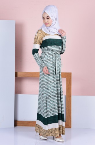Grün Hijab Kleider 4574A-04