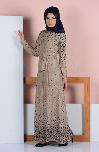 Beige Hijab Dress 1610-10