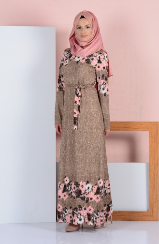 Beige Hijab Dress 1610-11