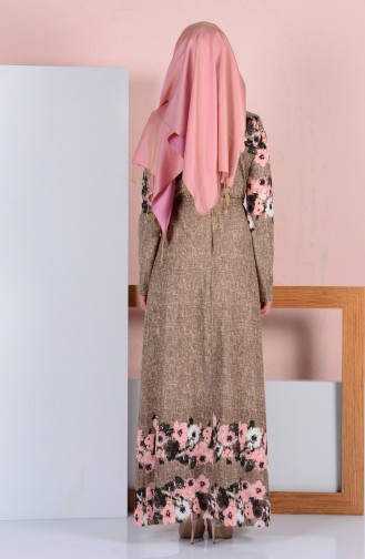Beige Hijab Dress 1610-11