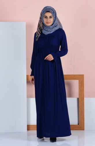 Navy Blue Hijab Dress 1081-03