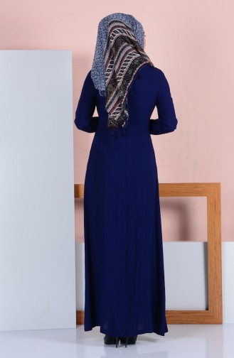 Navy Blue Hijab Dress 1081-03