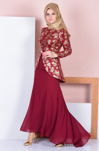 فستان أحمر كلاريت 3015-02