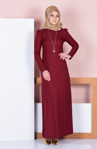 Weinrot Hijab Kleider 2805-02
