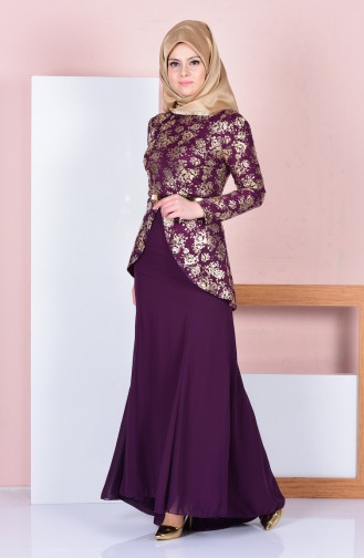 Dark Purple Hijab Dress 3015-05