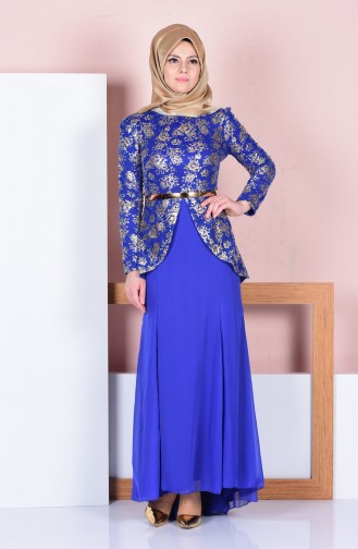 Saxe Hijab Dress 3015-06