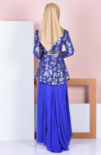 Saxe Hijab Dress 3015-06