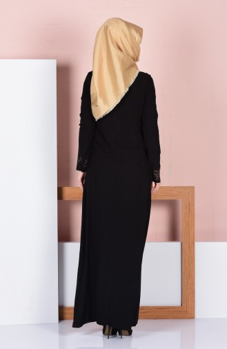 Taş Detaylı Elbise 1254-03 Siyah