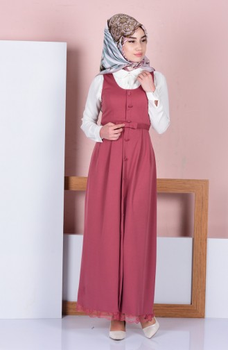 Beige-Rose Hijab Kleider 3038-07